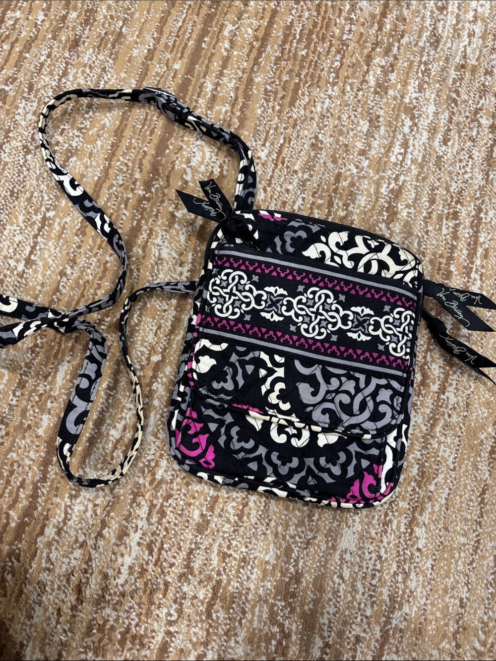 Vera Bradley Black, White & Pink Quilted Crossbody Bag